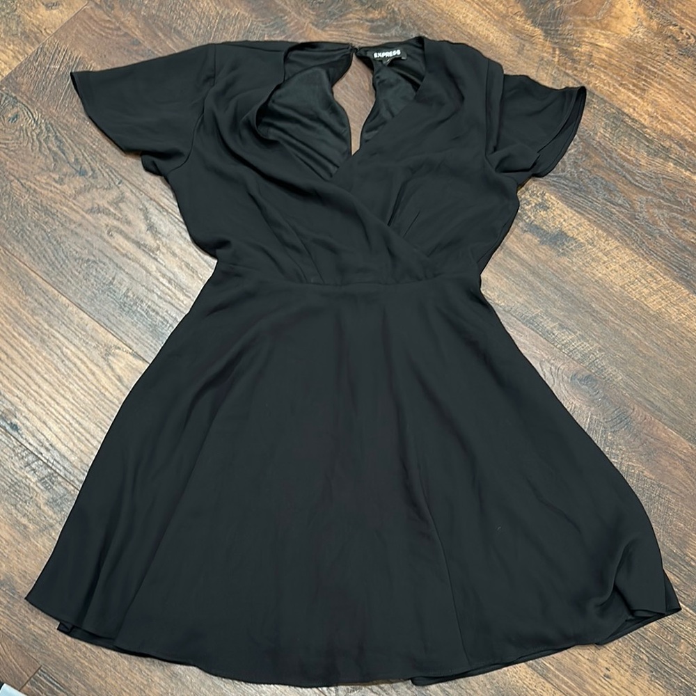 Express Black Flutter Sleeve Mini Sundress